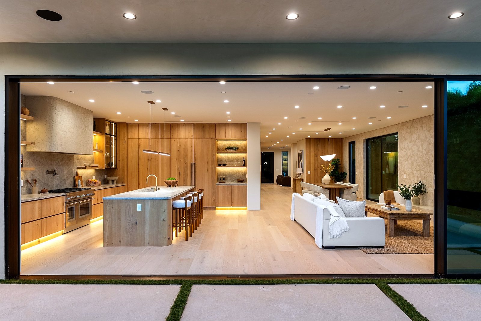 Custom kitchen opening to the yard in a Luxury Home Builders home